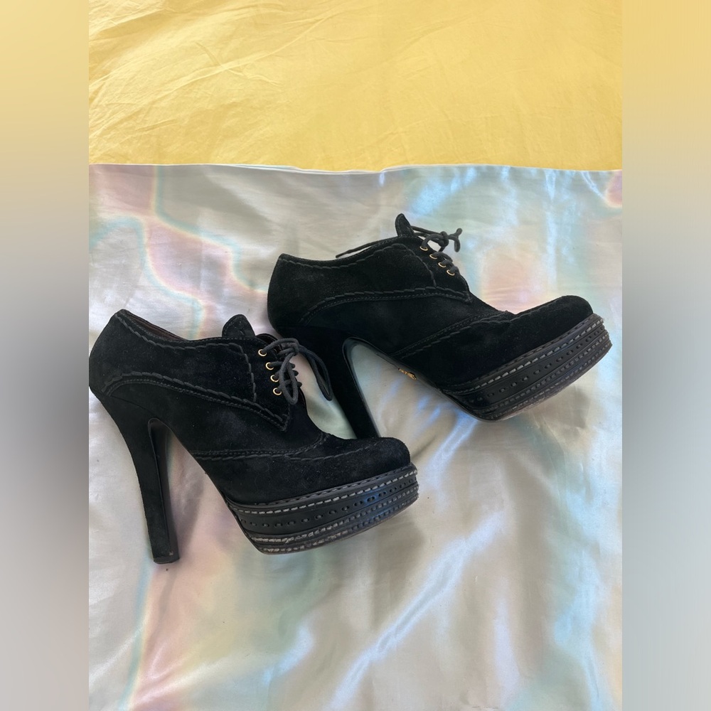 PRADA Suade Lace Up Shoes/Bootie